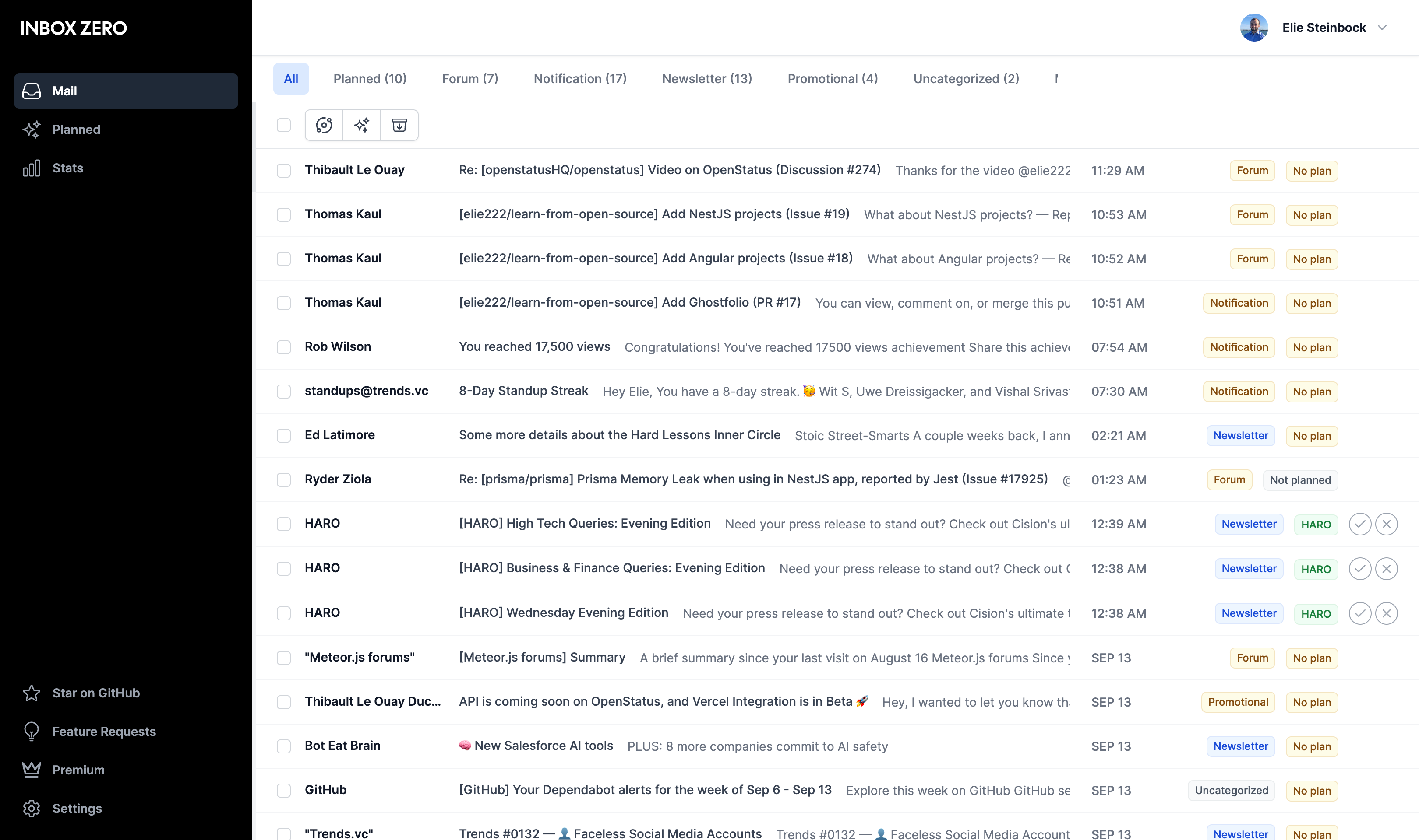 Inbox screenshot